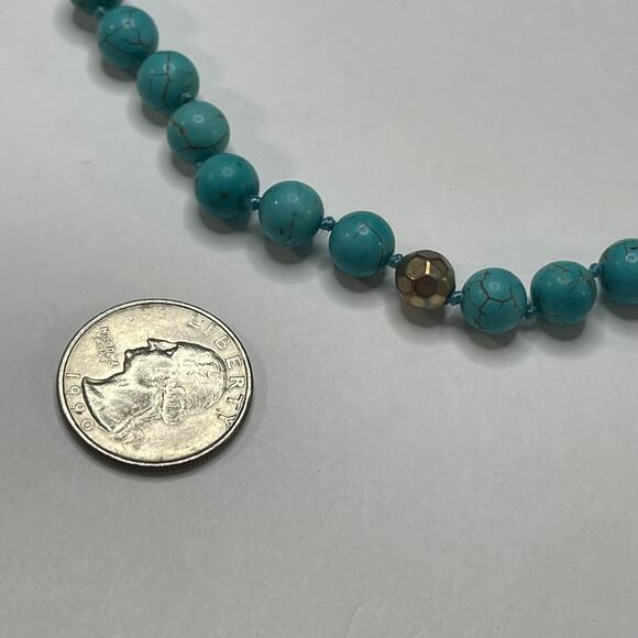 necklace turquoise colored dyed stone simple beads beaded boho trendy - Picture 5 of 8
